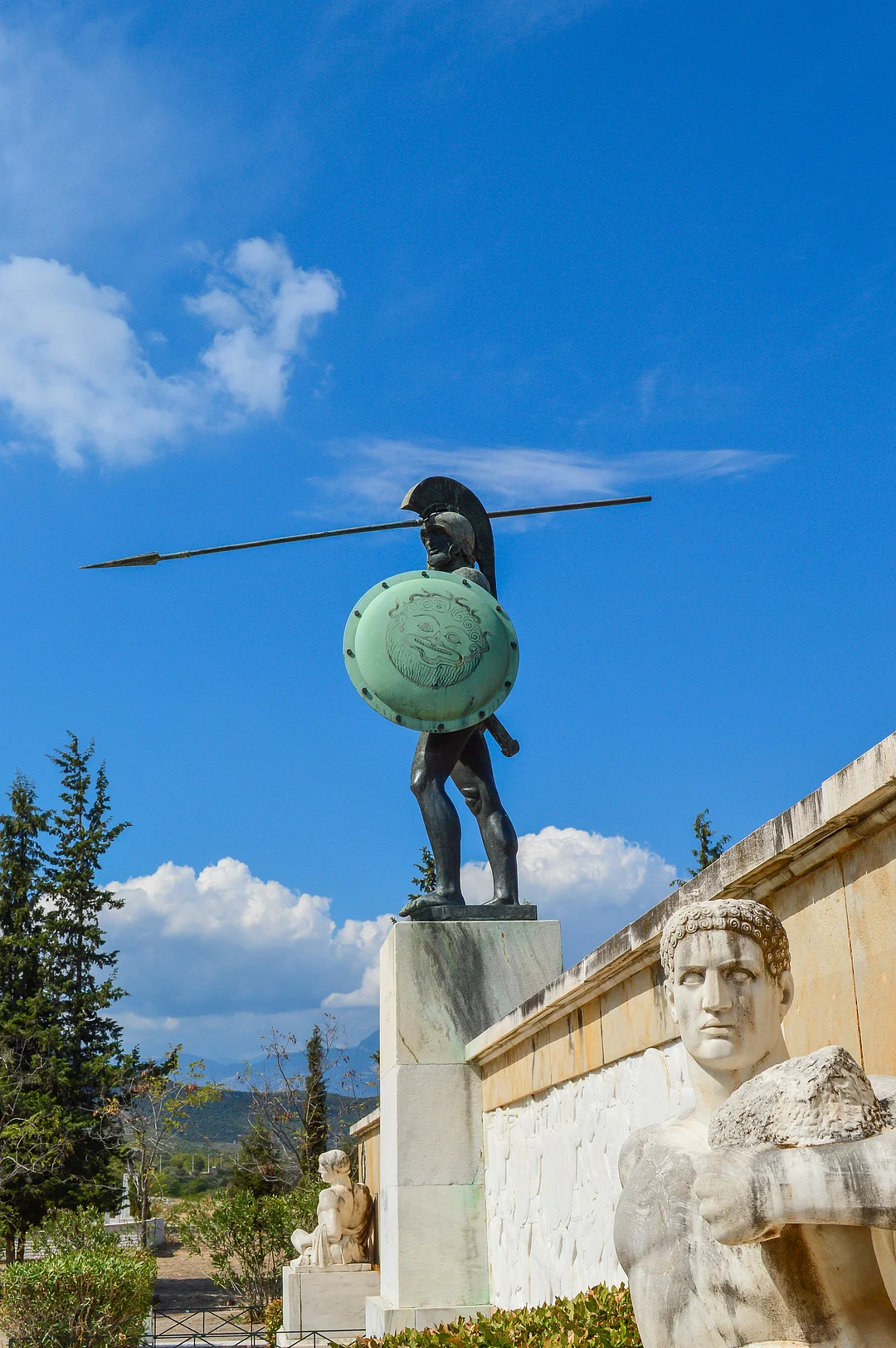 A fragment of the monument to Leonid I and 300 Spartans who defended the country in a battle with the Persians