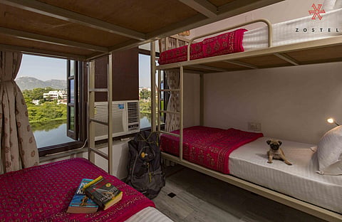 The women's dormitory at Zostel Udaipur