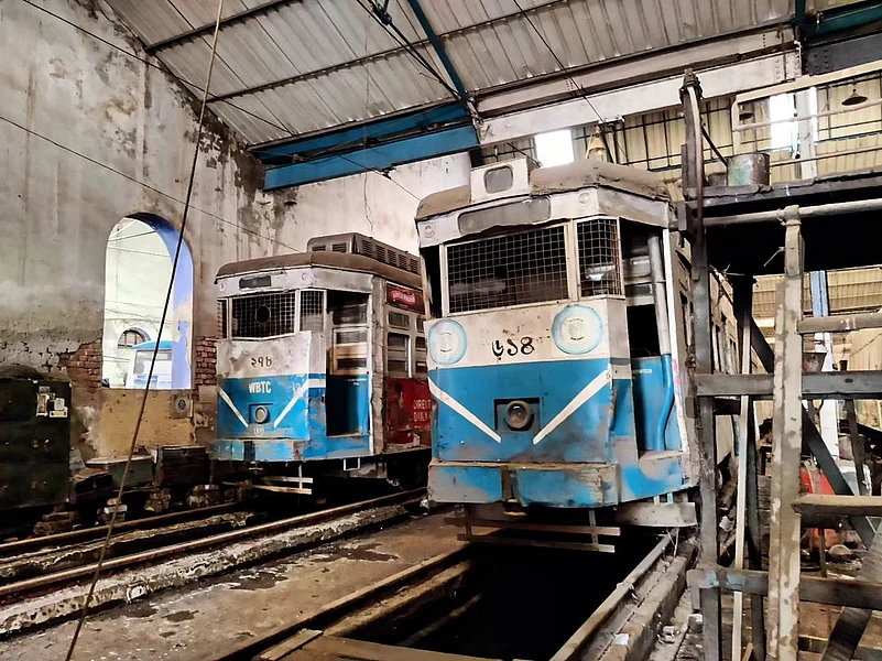Burnstandard 278 and 614 stand idle at the Kidderpore Depot in November 2023