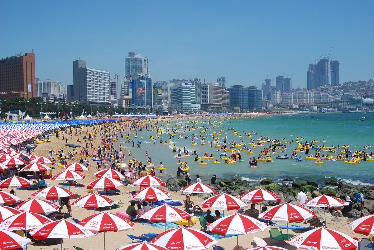Haeundae Beach in Busan City, Korea. 