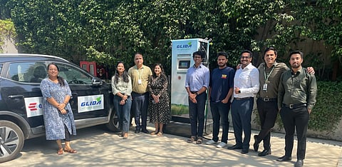 A glimpse of Sushil Reddy's (in the sky blue shirt) e-car journey