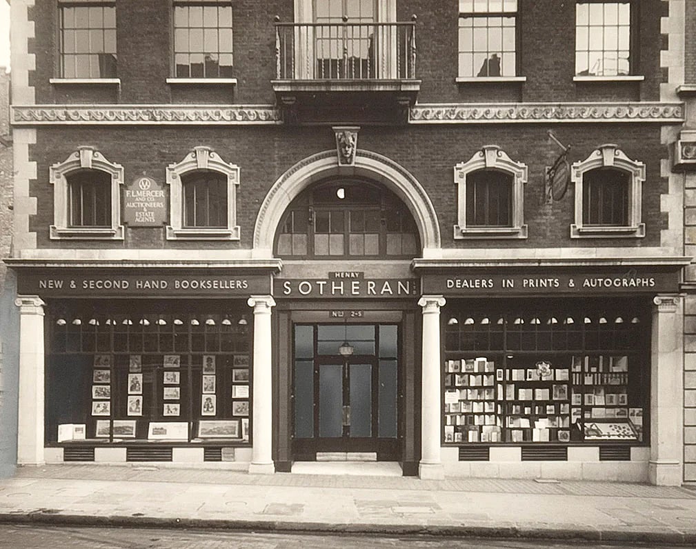 An old picture of the front facade of Sotherans bookstore