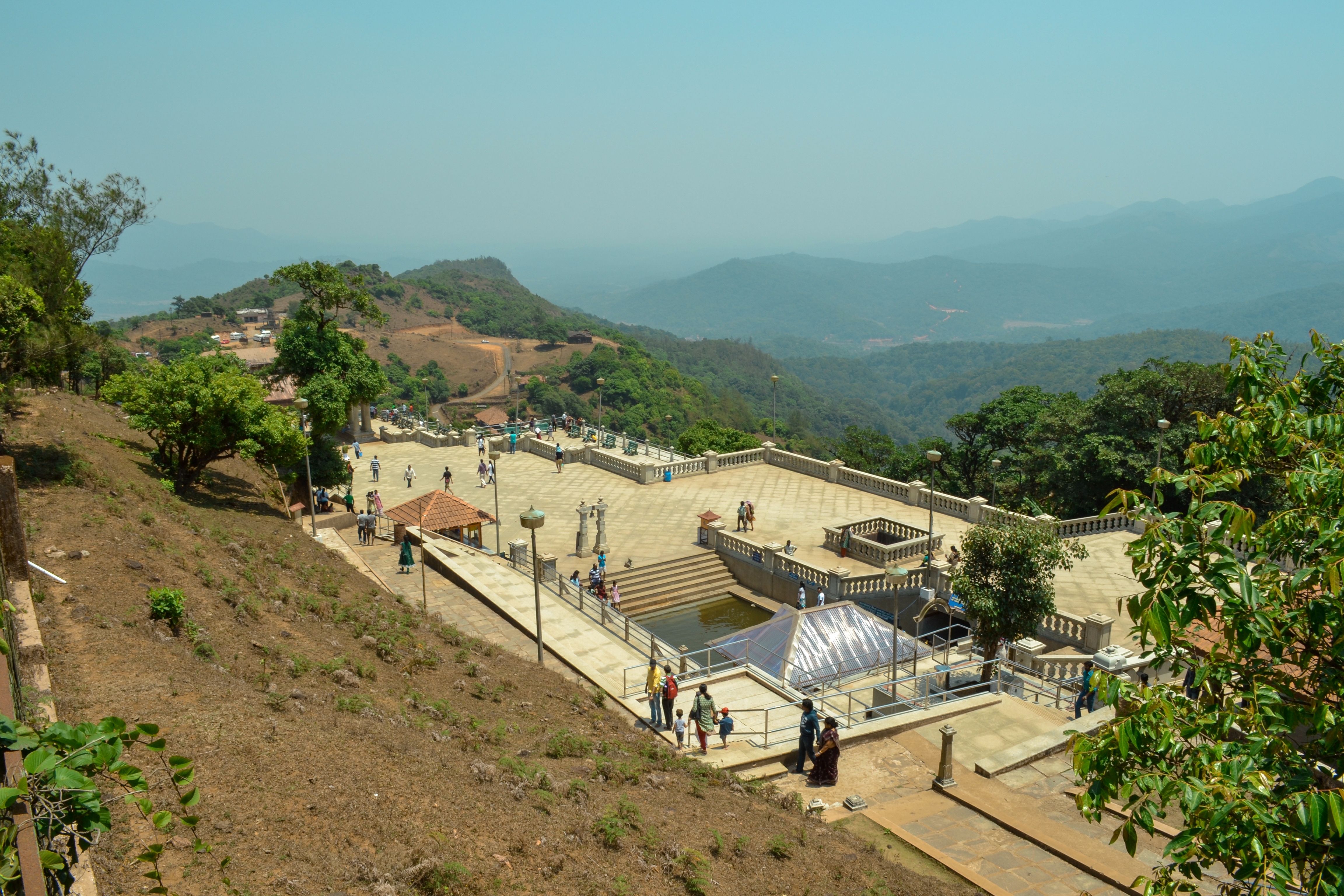 An aerial view of the Talakaveri Temple
