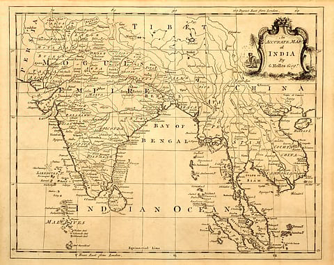 A vintage map of India