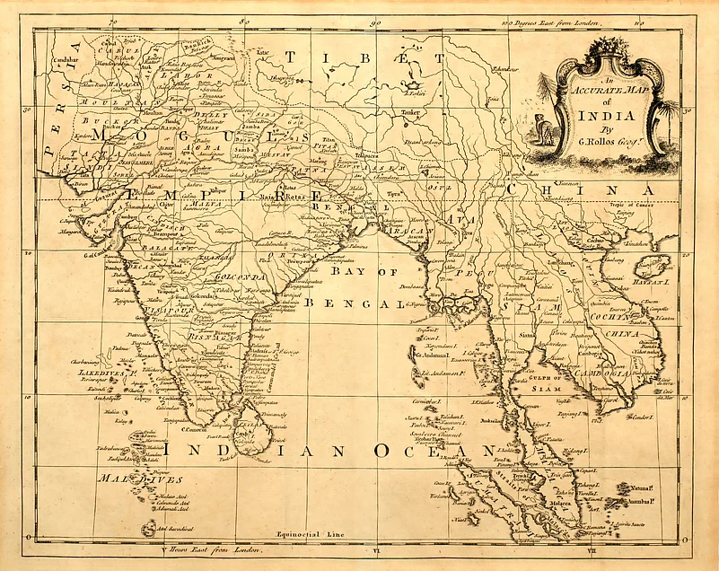 A vintage map of India