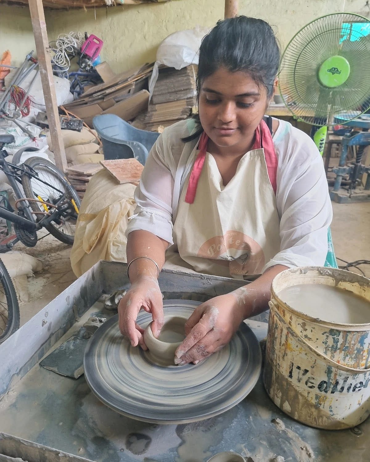 Aishwarya Korde takes a pottery class in Pondicherry