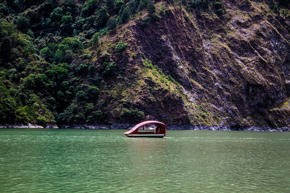 Boating on the artificial lake