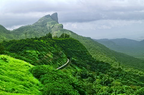 A train passes through the ghats of Khandala