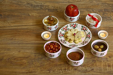 Haft Sin table that is traditionally displayed at Nowruz