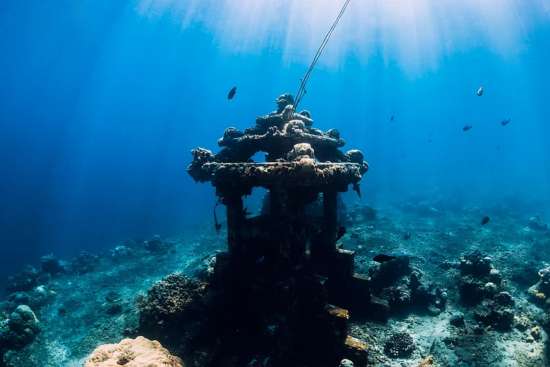 Go for a dive and explore the underwater temple in Amed