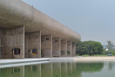 The Palace of Assembly overlooks a water body
