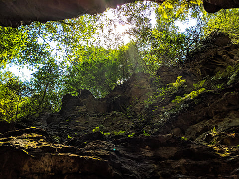 A view from inside the Robbers' Cave