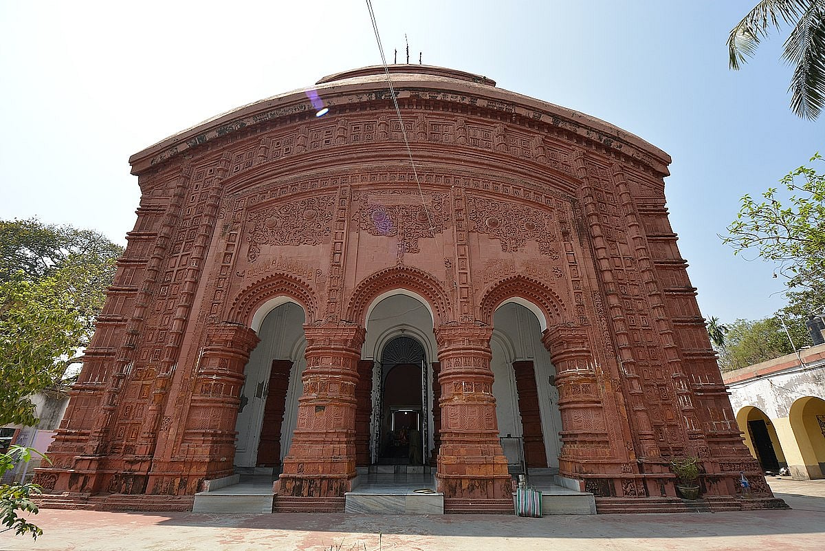 The Nandadulal Temple of Gurap is an aatchala temple decorated with intricate terracotta work