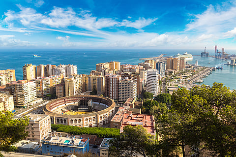 An aerial view of Malaga in Spain.