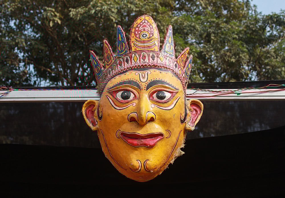 Traditional mask of Bhaona seen during  the Rongali Festival at Sankardev Kalakhetra 