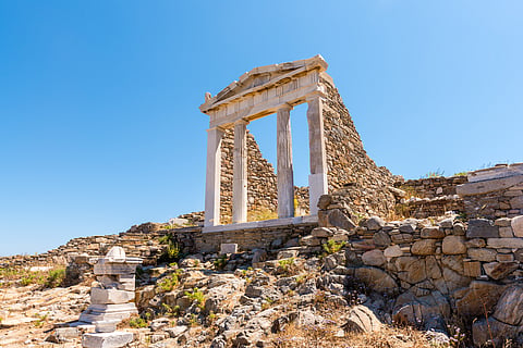 The Temple of Isis in Archaeological Site of Delos island, Cyclades, Greece