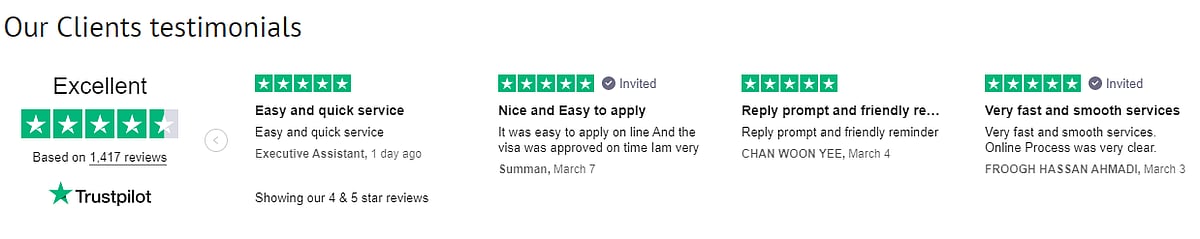Reviews From HandyVisas Customers