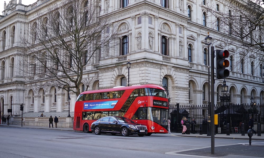 The iconic double decker London bus