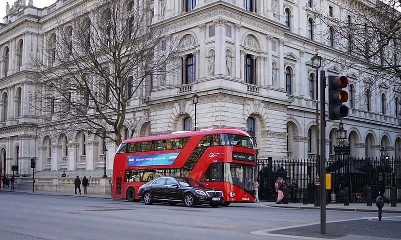 The iconic double decker London bus