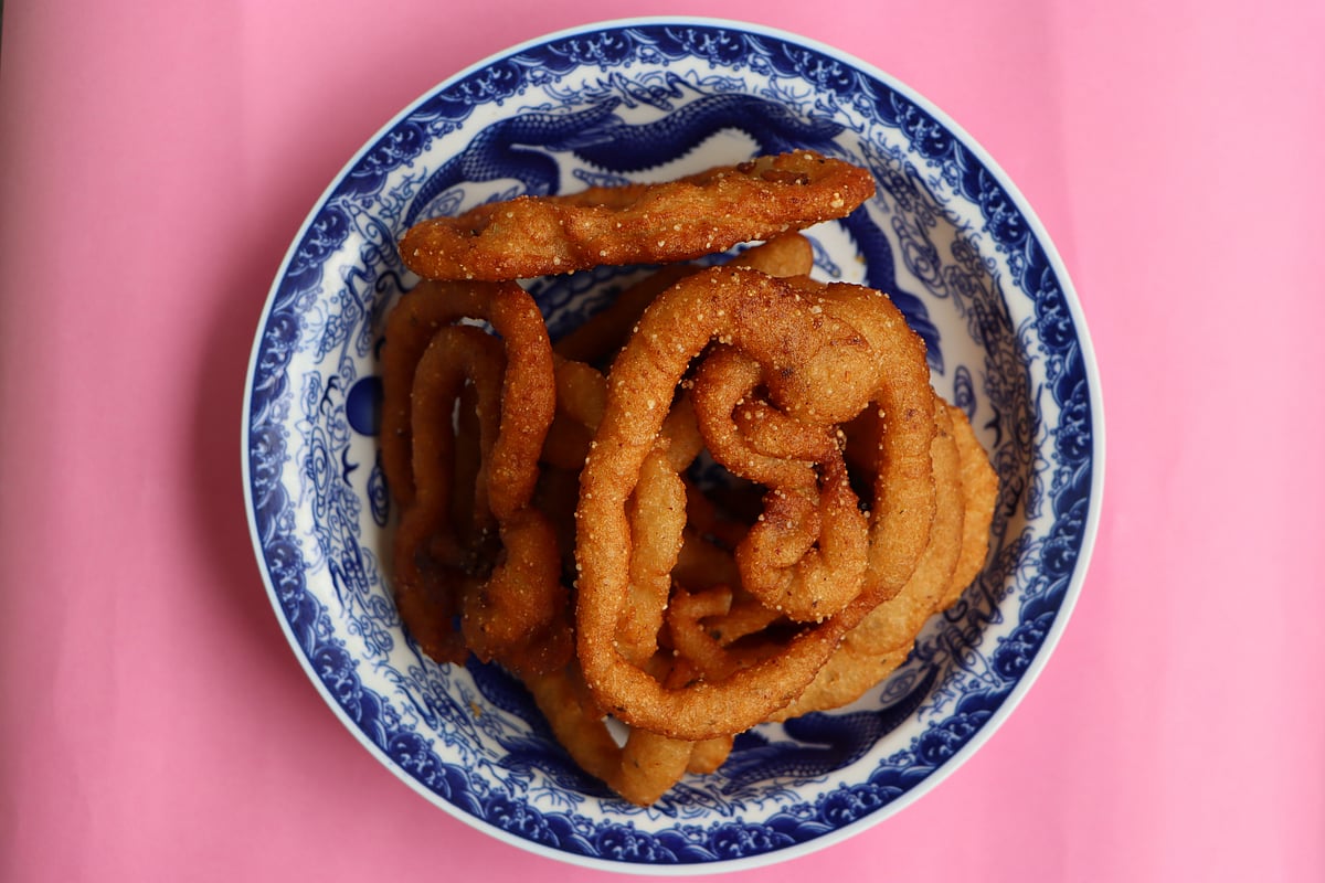 Sel roti, a ring-shaped sweet fried dough