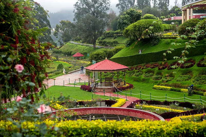 A view of the magnificent Rose Garden of Ooty