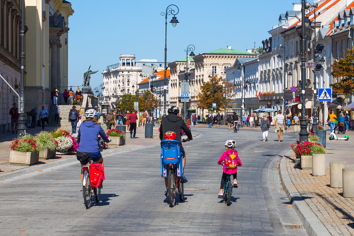Cycling or walking in Warsaw Old Town is a recommended experience for travellers