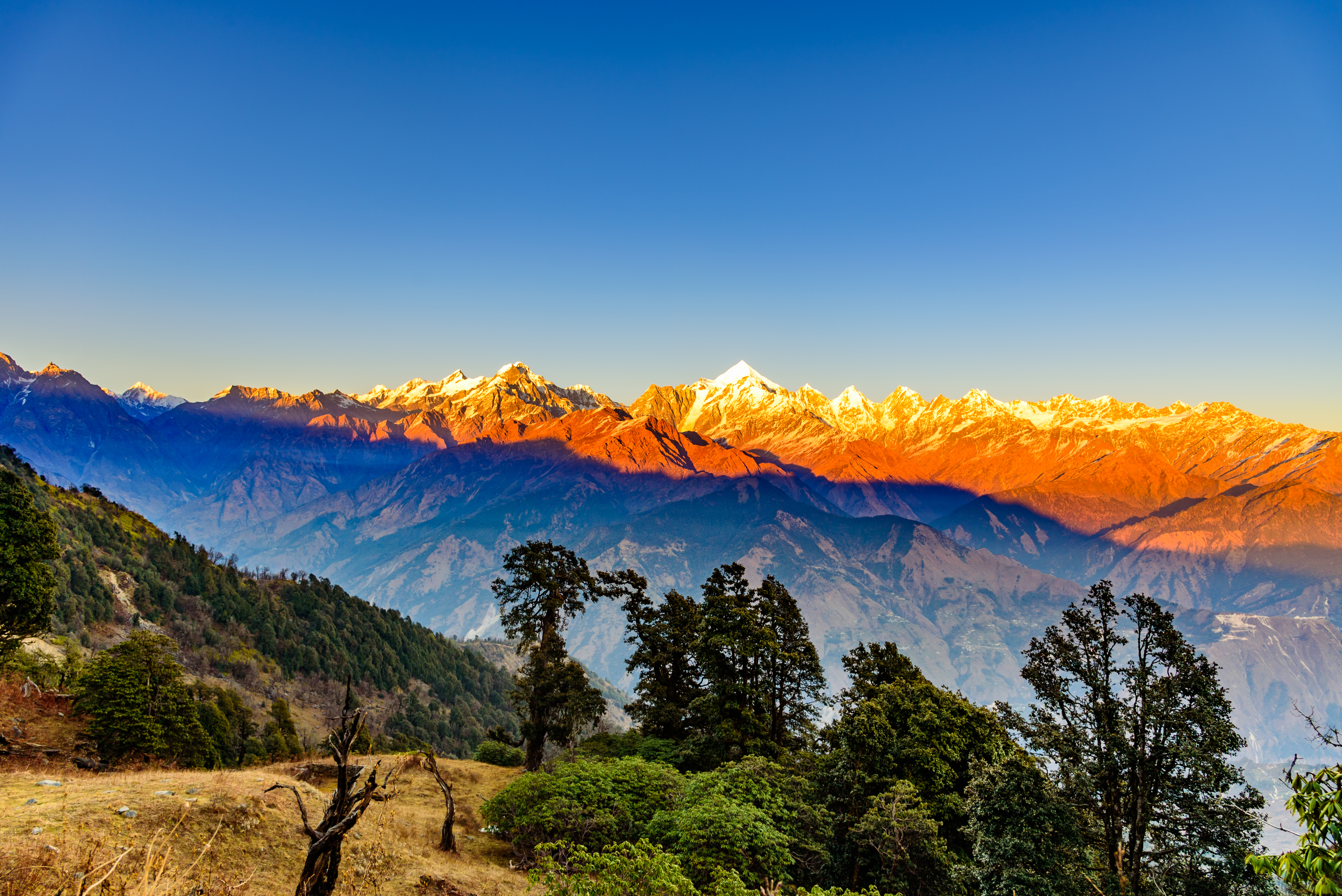 Sunset views of Panchachuli from the summit of Khaliya Top