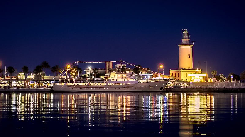 Port of Malaga at night