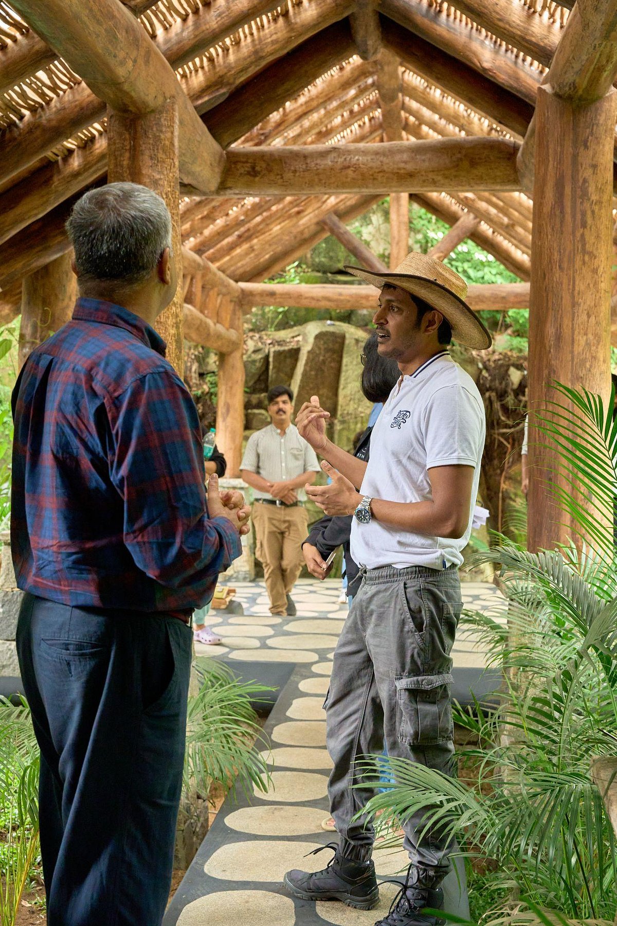 George E. Ramapuram (right) during the construction of the Wayanad estate