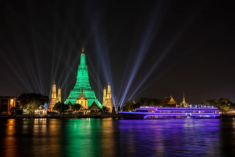A view of the Chao Phraya River at night