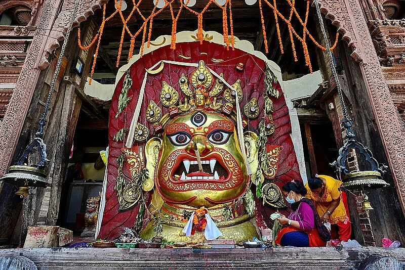 The Sweta Kalabhairava temple in Kathmandu, Nepal where the author travelled as part of his research for the book