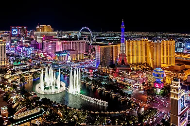 randy andy/Shutterstock.com : A night view of the Las Vegas Strip