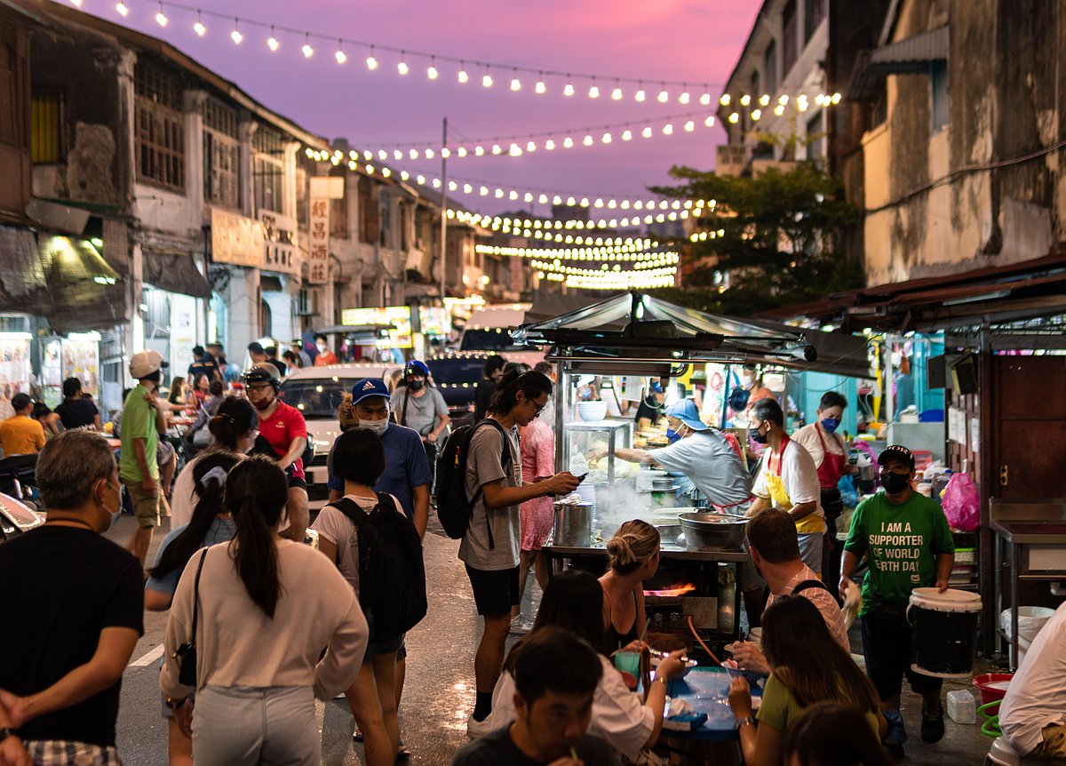 Stalls in the street of Chinatown in Georgetown historic district, Penang