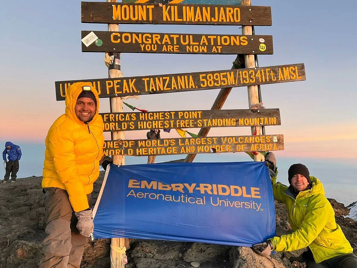 ERAU_Alumni/X : Gopi Thotakura (on the left) at the Mt. Kilimanjaro summit