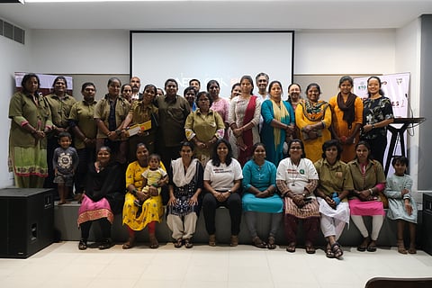 The team of 'Moving Boundaries' posing for a photograph after a workshop