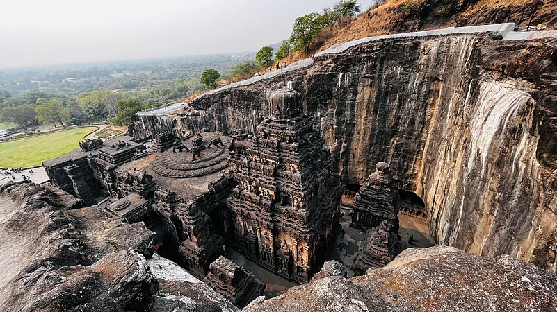 The Kailasa Temple in Ellora stands out as a prime example of rock-cut architecture