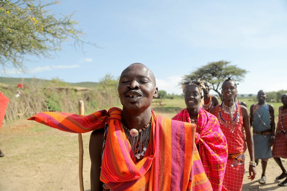Maasai folks performing their tribal dance