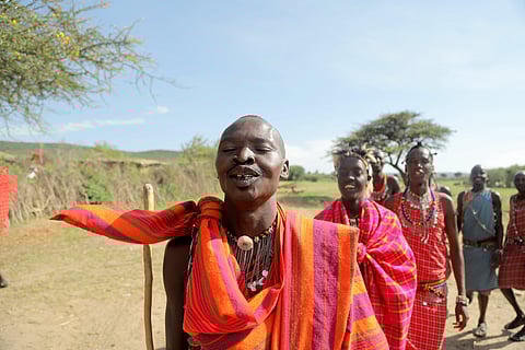 Maasai folks performing their tribal dance