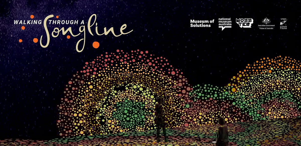 Walking through a Songline is a digitally immersive art installation at the Museum of Solutions