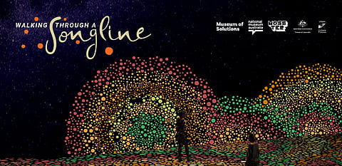 "Walking through a Songline" is a digitally immersive art installation at the Museum of Solutions