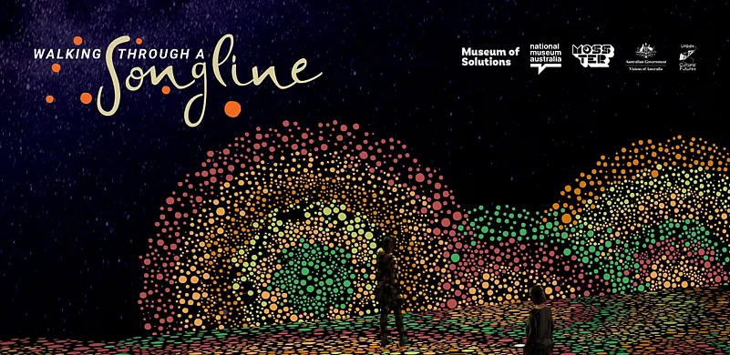 Walking through a Songline is a digitally immersive art installation at the Museum of Solutions