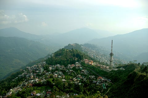 A scenic view of Gangtok from above