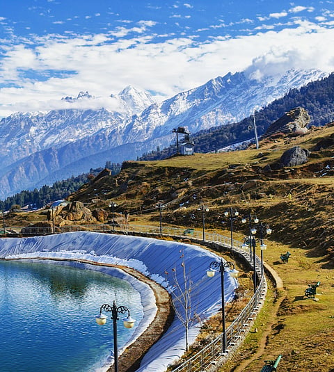 Artificial lake in Auli, Uttrakhand