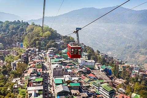 The Gangtok Ropeway offers a bird's-eye view of the city