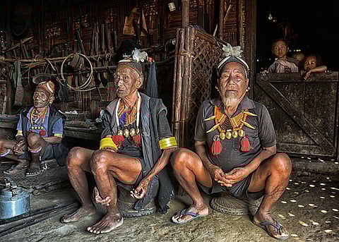Members of the Konyak tribe, one of the last Naga groups to embrace Christianity