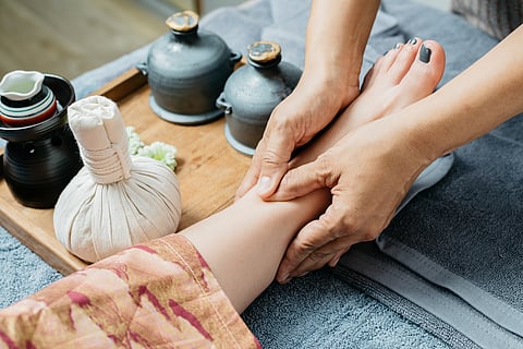 A person gets a traditional Thai massage