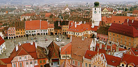 View from Piata Mica Sibu in Romania
