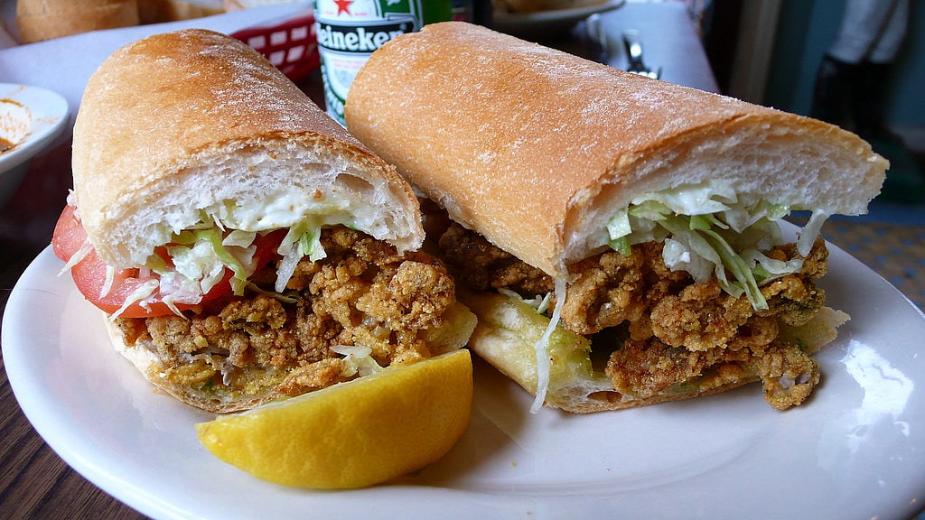 Fried Oyster Po Boy sandwich