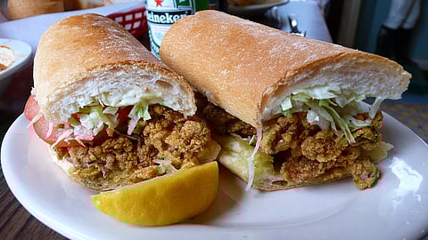 Fried Oyster Po' Boy sandwich