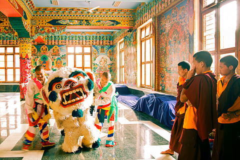 Monks getting ready for Losar rally